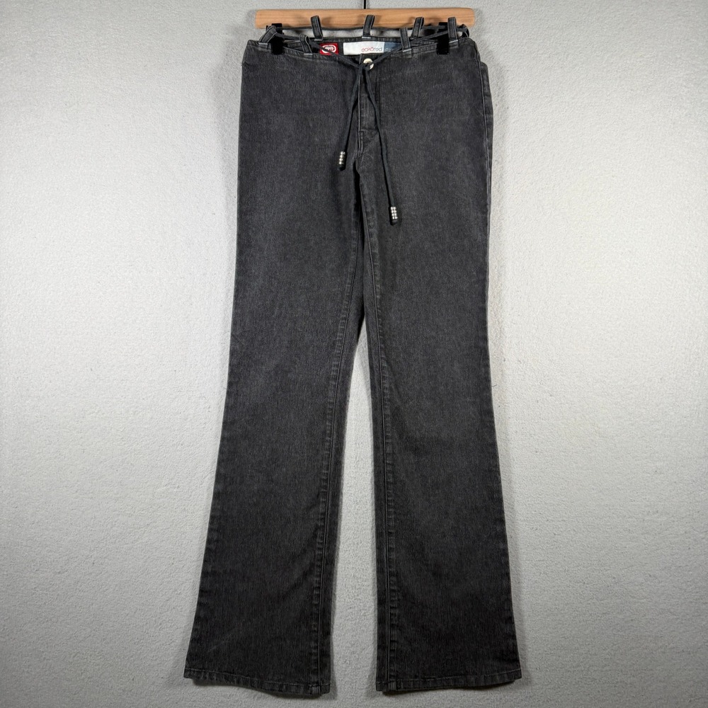 Ecko Red Womens Gray Flare Jeans Y2K Drawstring Waist Low Rise Size S 30x31